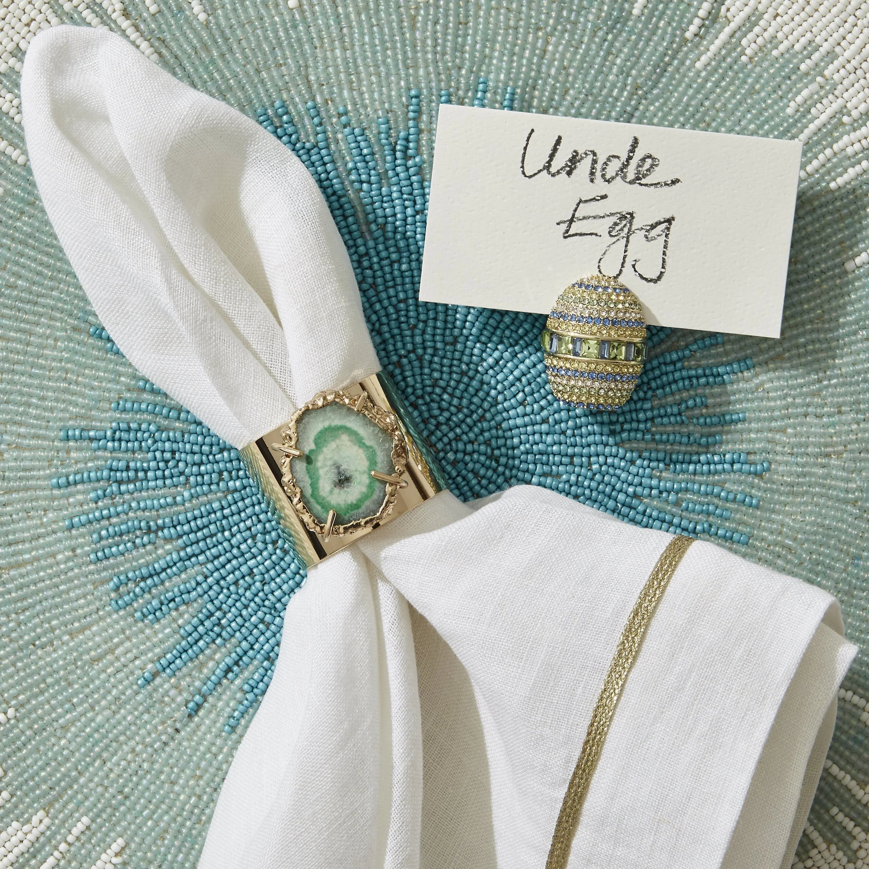Ombre hand beaded placemat, turquoise - The Mayfair Hall