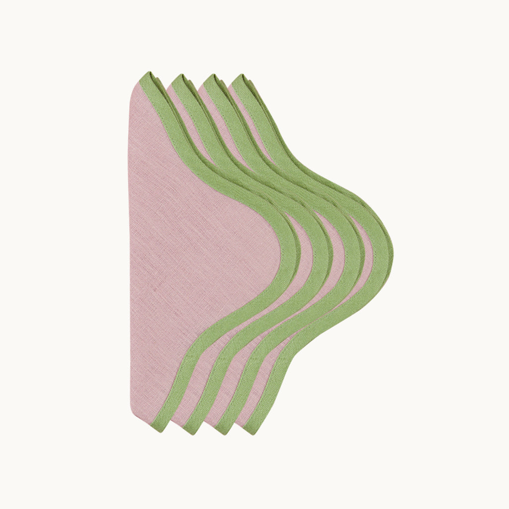 Daisy pink linen napkin (set of 4)