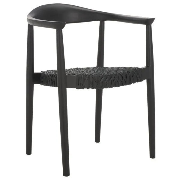 Bandelier Stacking Dining Chair in Black with Weave Pattern (Set of 2)