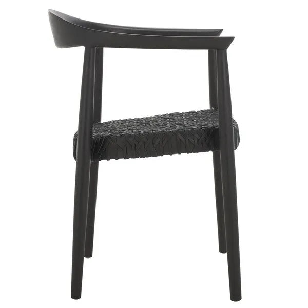 Bandelier Stacking Dining Chair in Black with Weave Pattern (Set of 2)