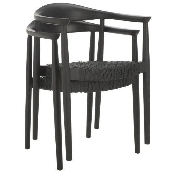 Bandelier Stacking Dining Chair in Black with Weave Pattern (Set of 2)