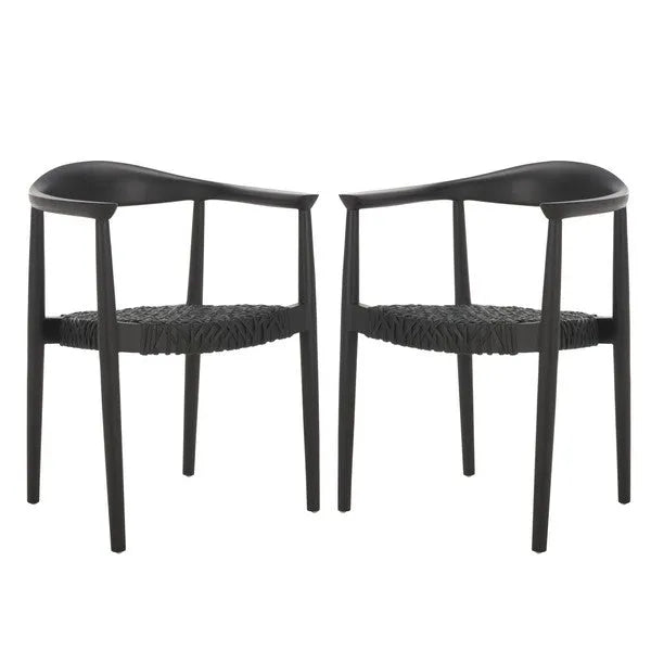 Bandelier Stacking Dining Chair in Black with Weave Pattern (Set of 2)