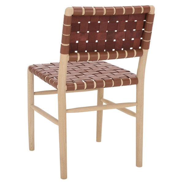 Kaiber Dining Chair in Red Tan and Natural with Leather Seat