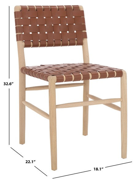 Kaiber Dining Chair in Red Tan and Natural with Leather Seat