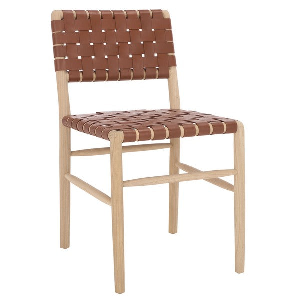 Kaiber Dining Chair in Red Tan and Natural with Leather Seat