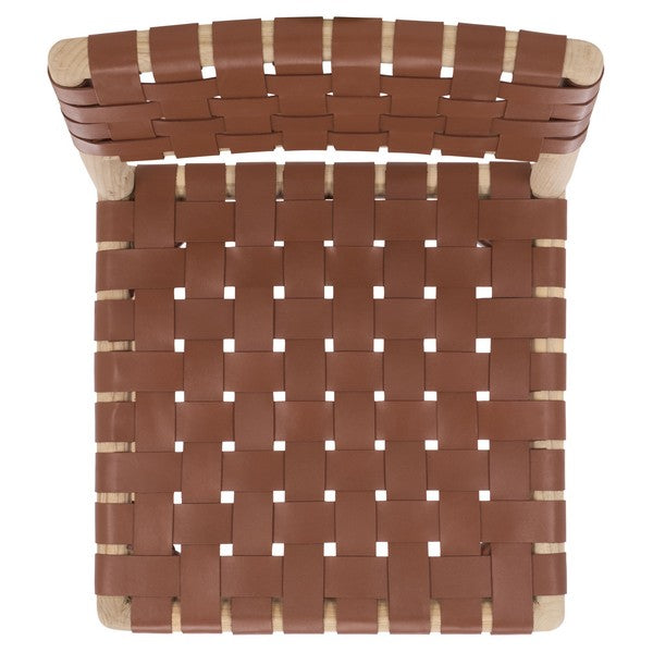 Kaiber Dining Chair in Red Tan and Natural with Leather Seat