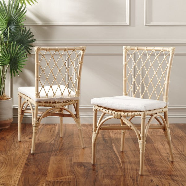 Austri Rattan Dining Chair in Natural with Cushion (Set of 2)