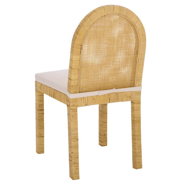 Tojo Cane Roundback Dining Chair in Natural and White (Set of 2)