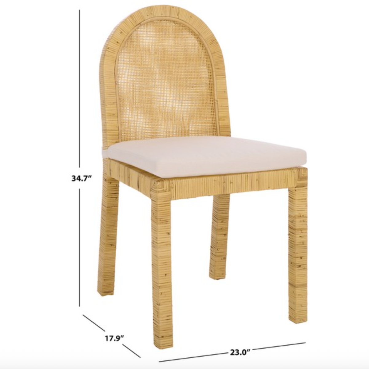 Tojo Cane Roundback Dining Chair in Natural and White (Set of 2)