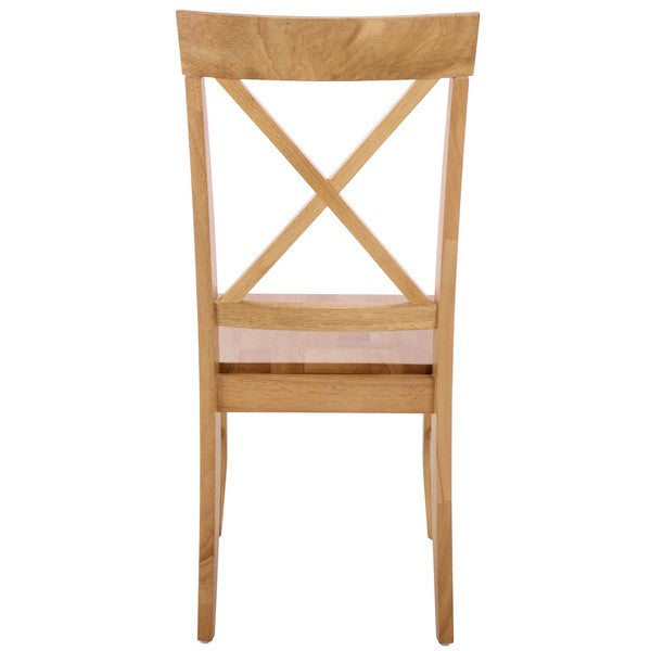 Ksenia Wooden Side Chair in Light Oak with an X-back