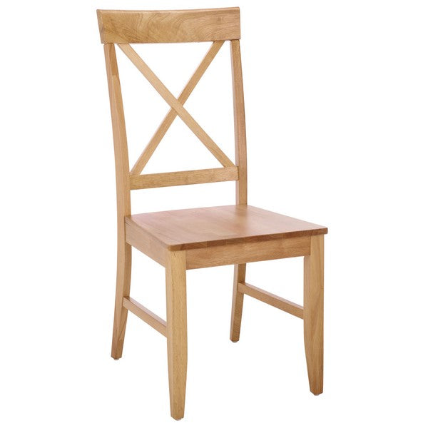 Ksenia Wooden Side Chair in Light Oak with an X-back