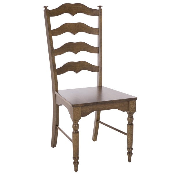 Rasia Wooden Side Chair in Dark Oak with Ladder Back