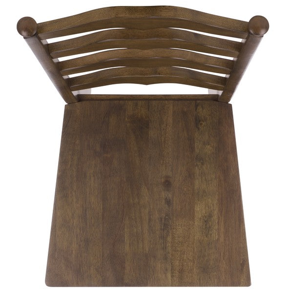 Rasia Wooden Side Chair in Dark Oak with Ladder Back