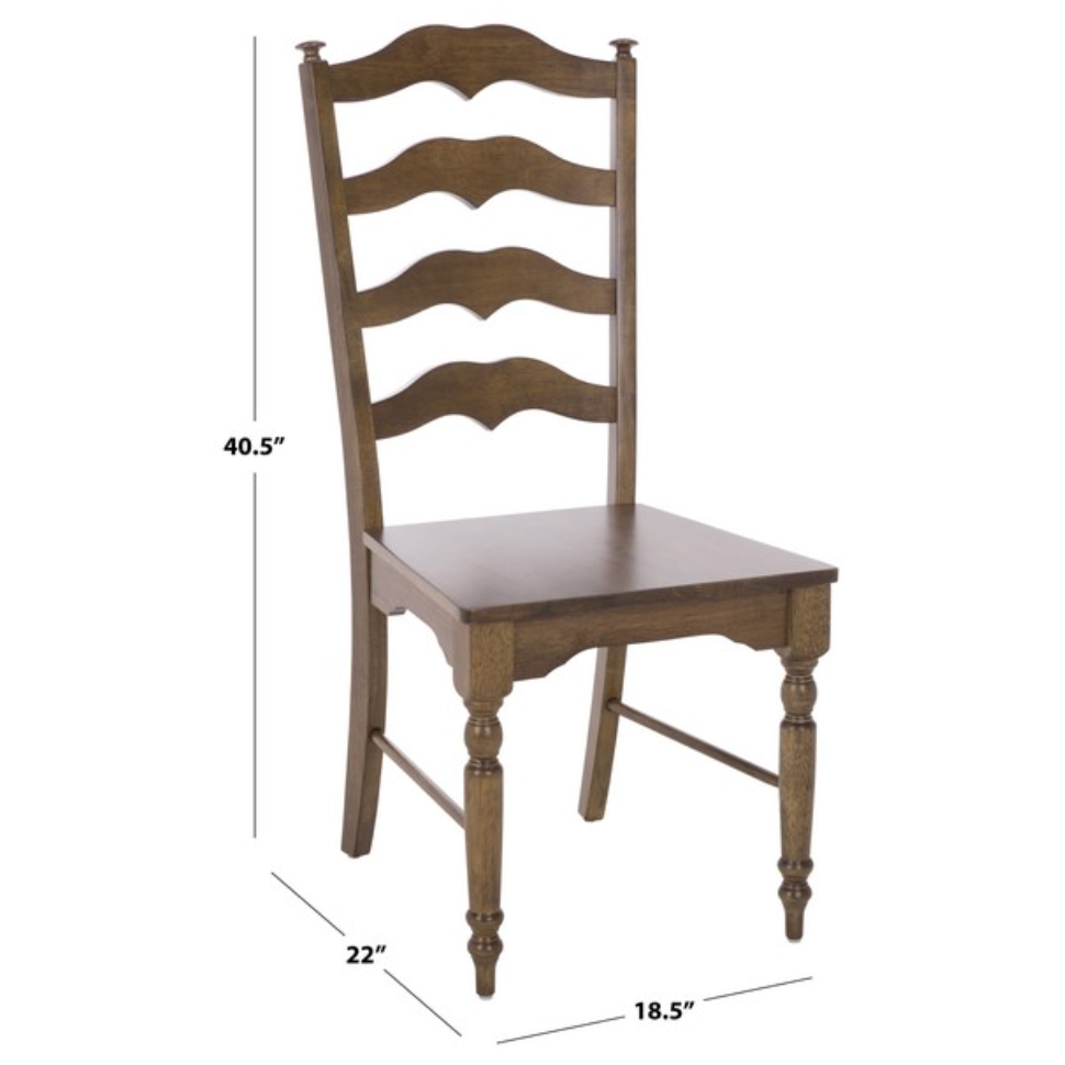 Rasia Wooden Side Chair in Dark Oak with Ladder Back