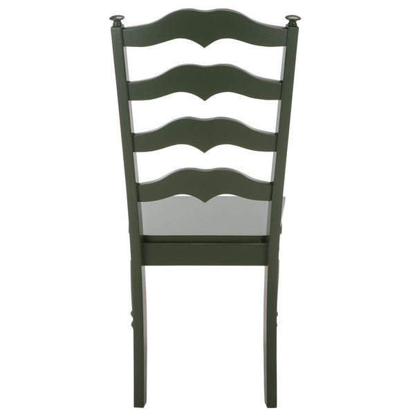 Rasia Wooden Side Chair in Dark Green with Ladder Back