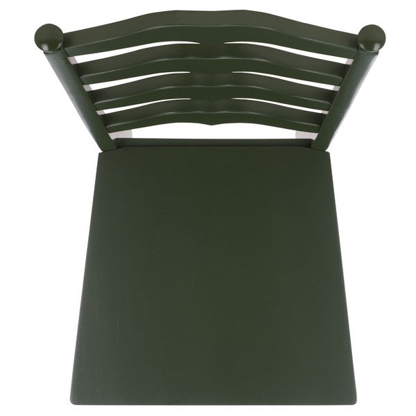 Rasia Wooden Side Chair in Dark Green with Ladder Back