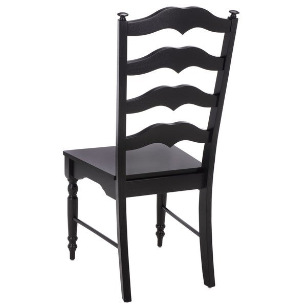 Rasia Wooden Side Chair in Black with Ladder Back
