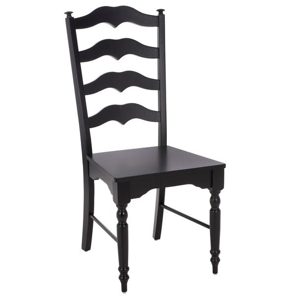 Rasia Wooden Side Chair in Black with Ladder Back