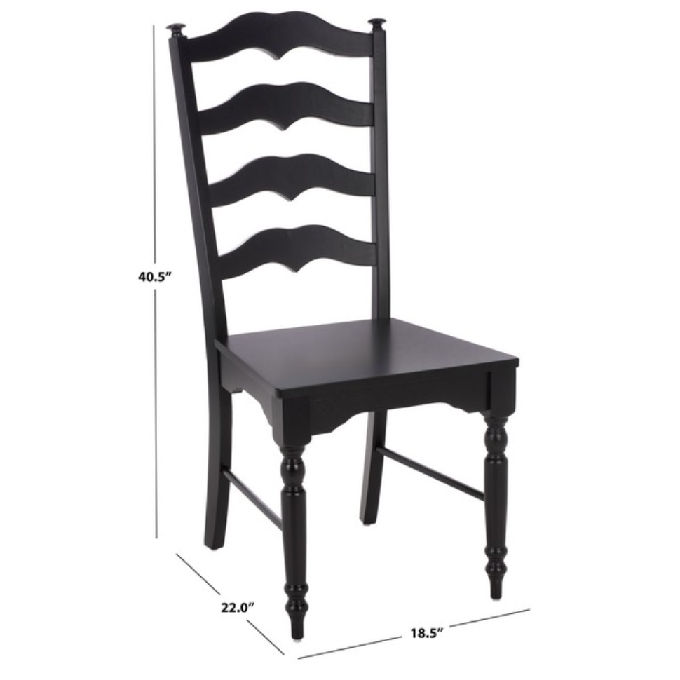 Rasia Wooden Side Chair in Black with Ladder Back
