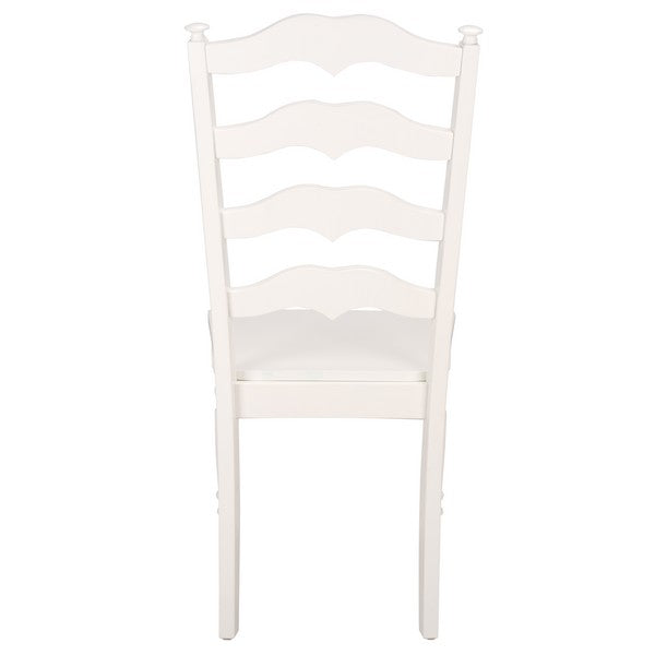 Rasia Wooden Side Chair in White with Ladder Back
