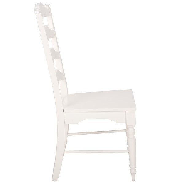 Rasia Wooden Side Chair in White with Ladder Back