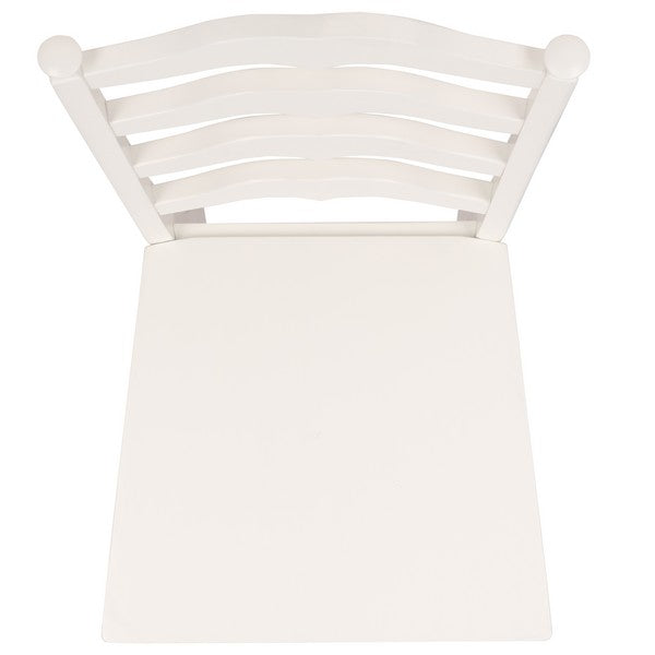 Rasia Wooden Side Chair in White with Ladder Back