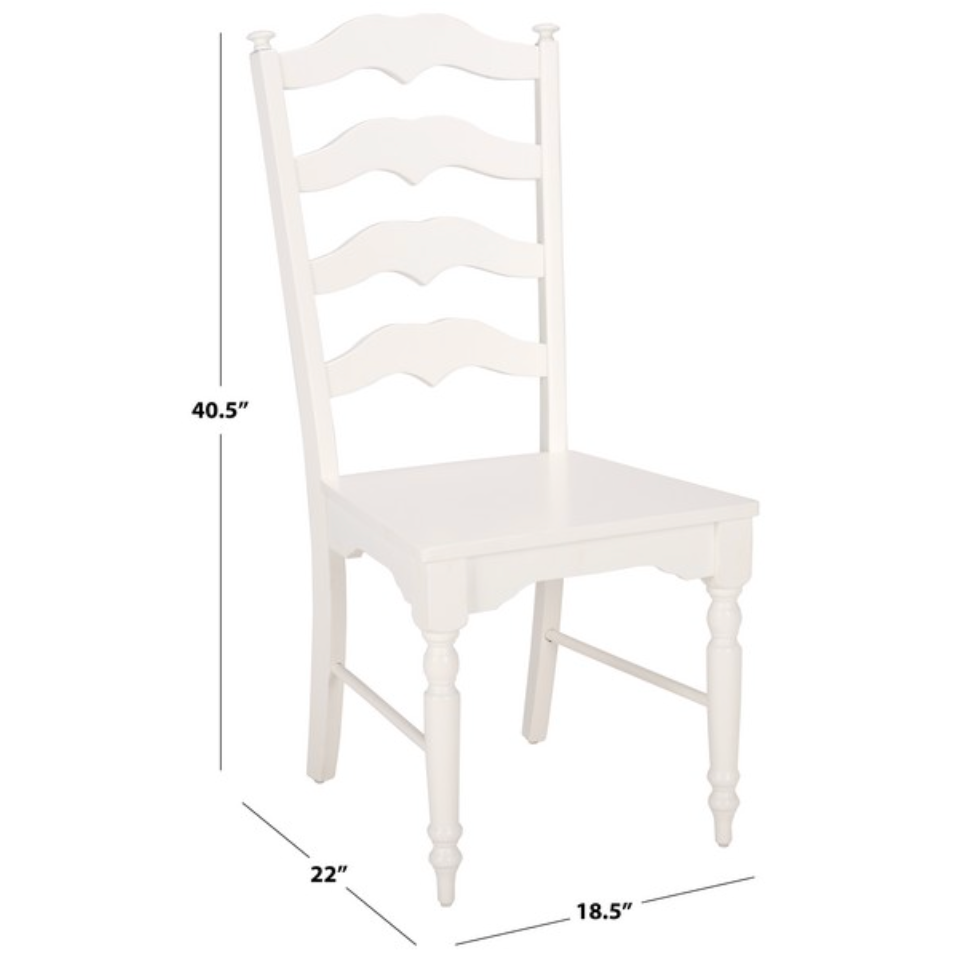 Rasia Wooden Side Chair in White with Ladder Back