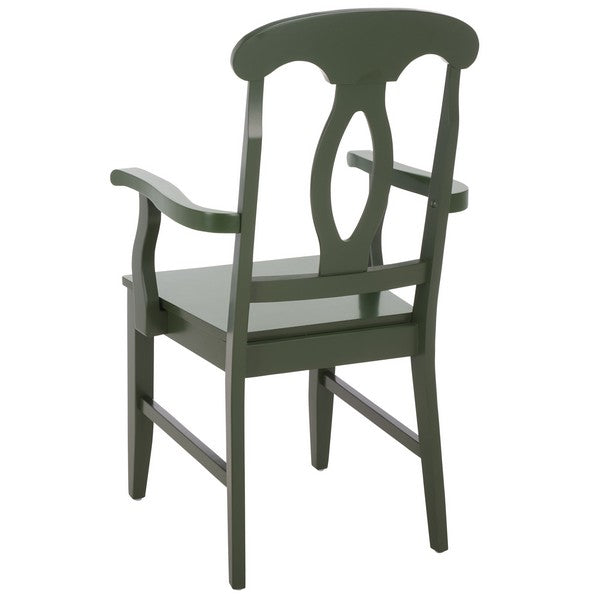 Hannelore Wooden Arm Chair in Dark Green