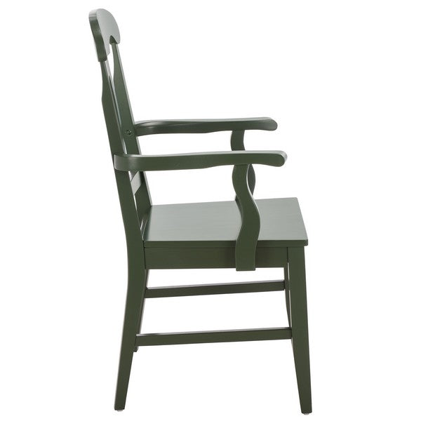 Hannelore Wooden Arm Chair in Dark Green