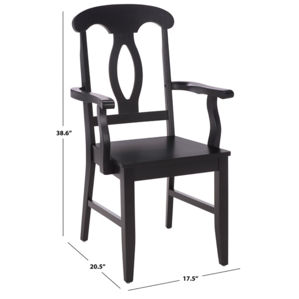 Hannelore Wooden Arm Chair in Black