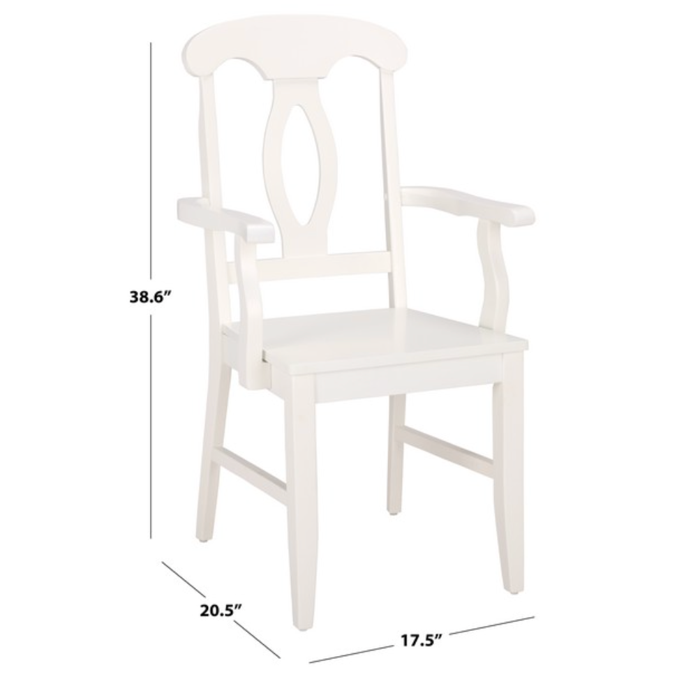 Hannelore Wooden Arm Chair in White