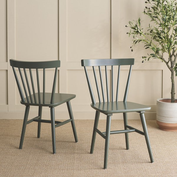 Winona Wood Spindle Back Dining Chair in Dusty Green (Set of 2)