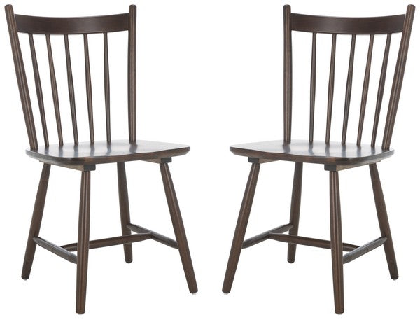 Andreas Wood Spindle Back Dining Chair in Dark Walnut (Set of 2)