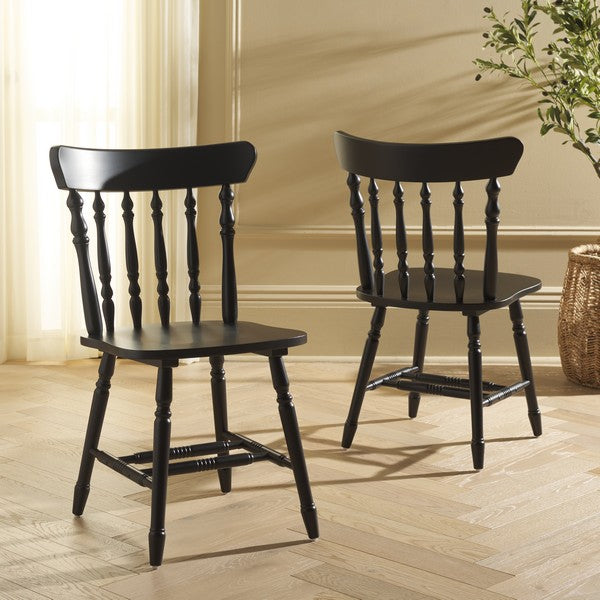 Coralyn Spindle Back Dining Chairs in Matte Black (Set of 2)