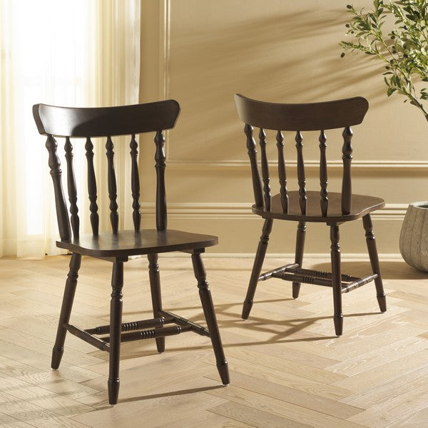 Coralyn Spindle Back Dining Chairs in Dark Walnut (Set of 2)
