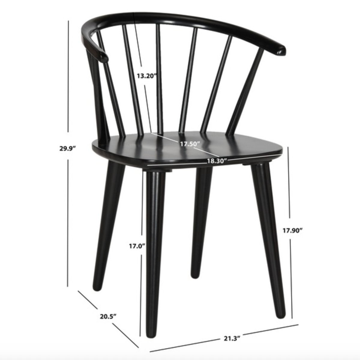 Mandalyn Wood Dining Chairs in Black (Set of 2)