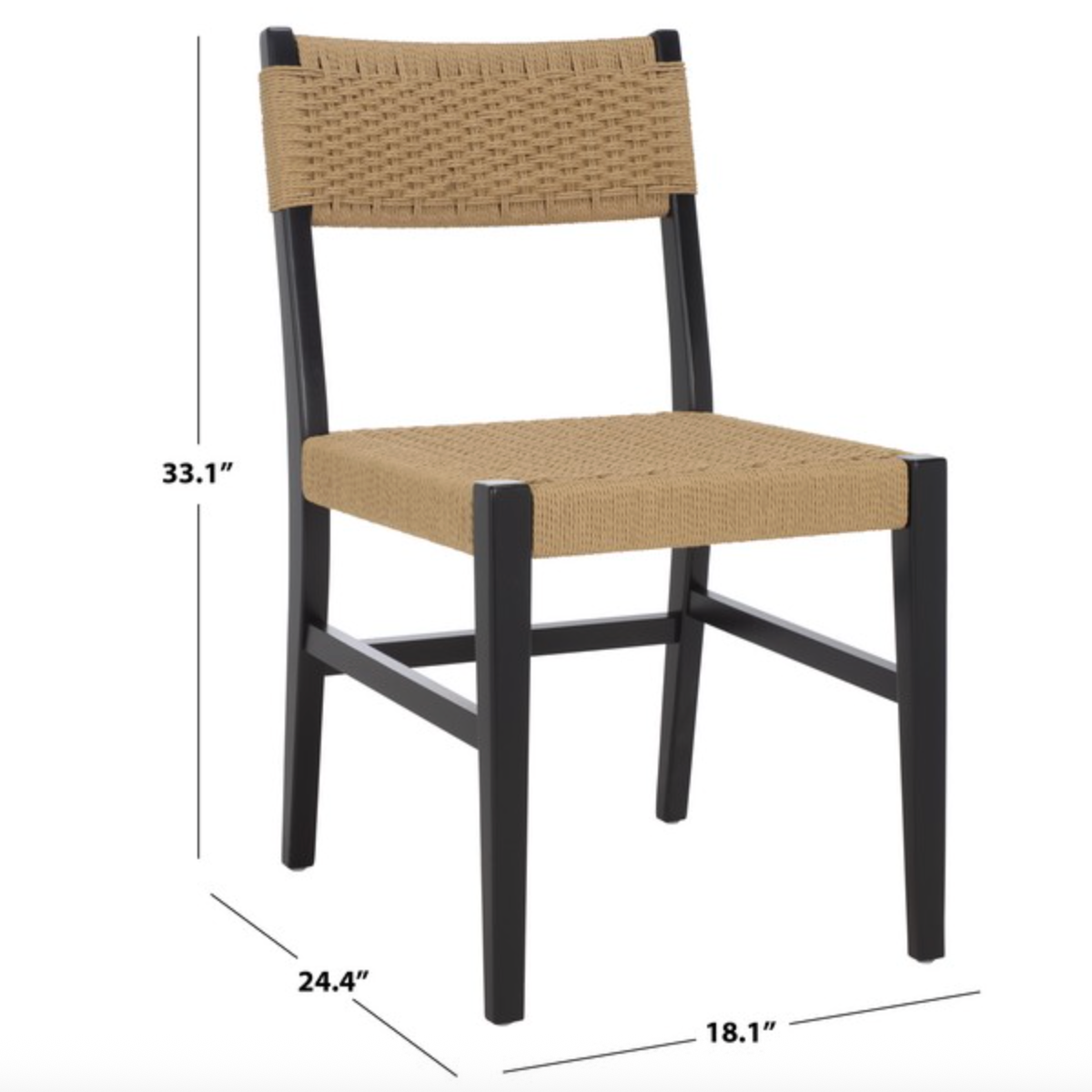 Dutton Wood Dining Chair in Black and Natural with Woven Paper Cord Seat