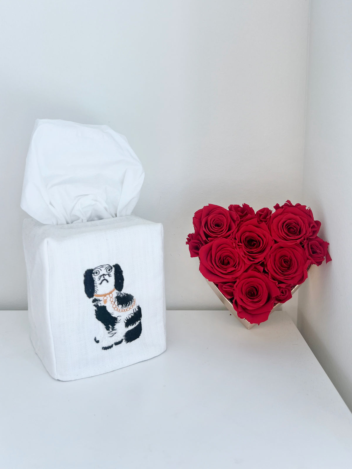 Tissue Box Cover, Staffordshire Dog (Black/White)