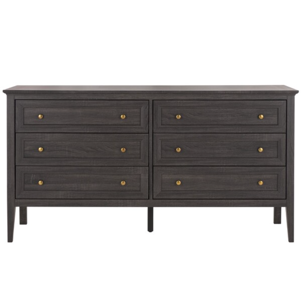 Sondra 6 Drawer Dresser in Distressed Black