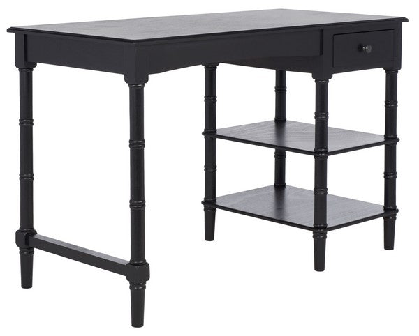 Henric 1 Drawer 2 Shelf Desk in Black