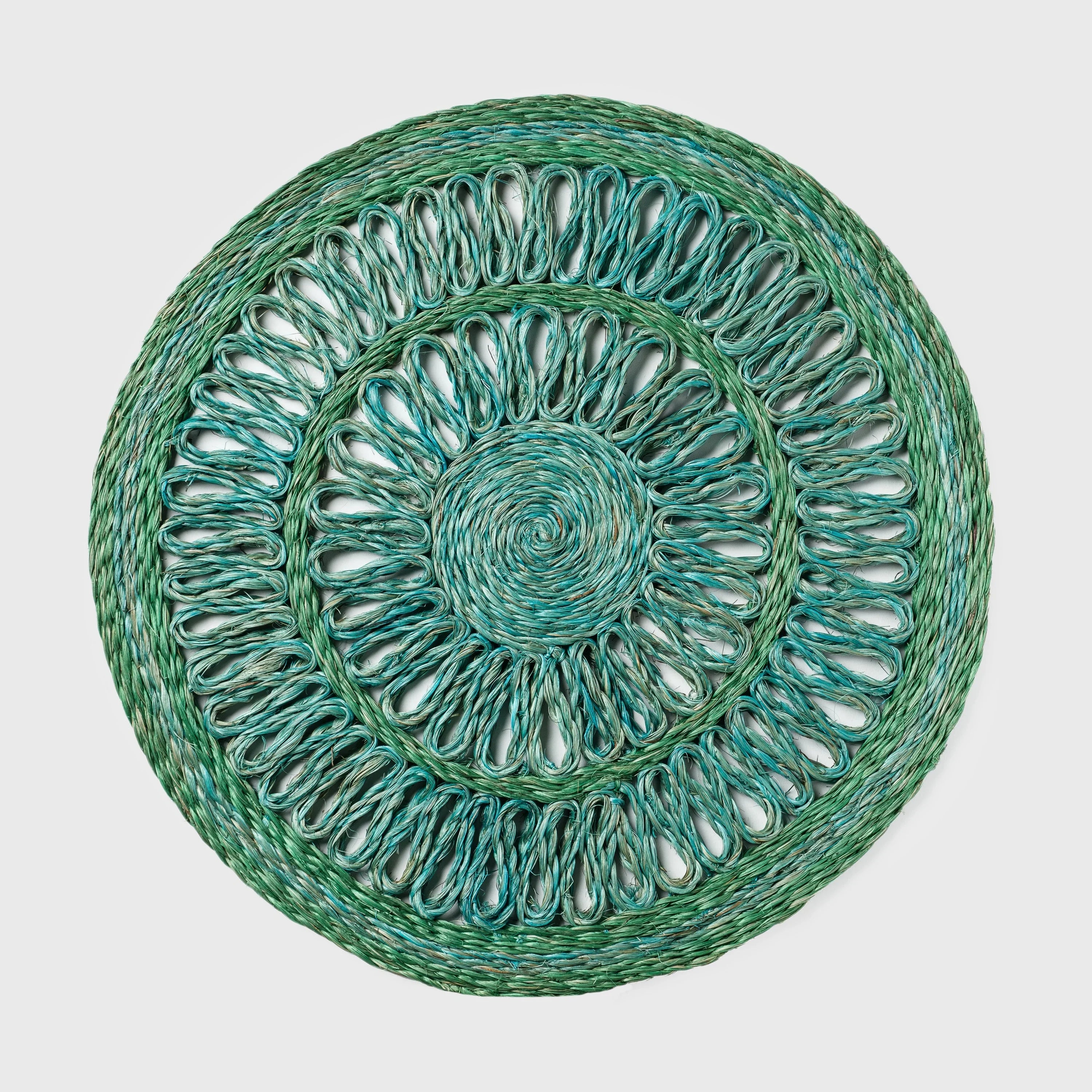 Loopy straw placemats, emerald, set of four - The Mayfair Hall