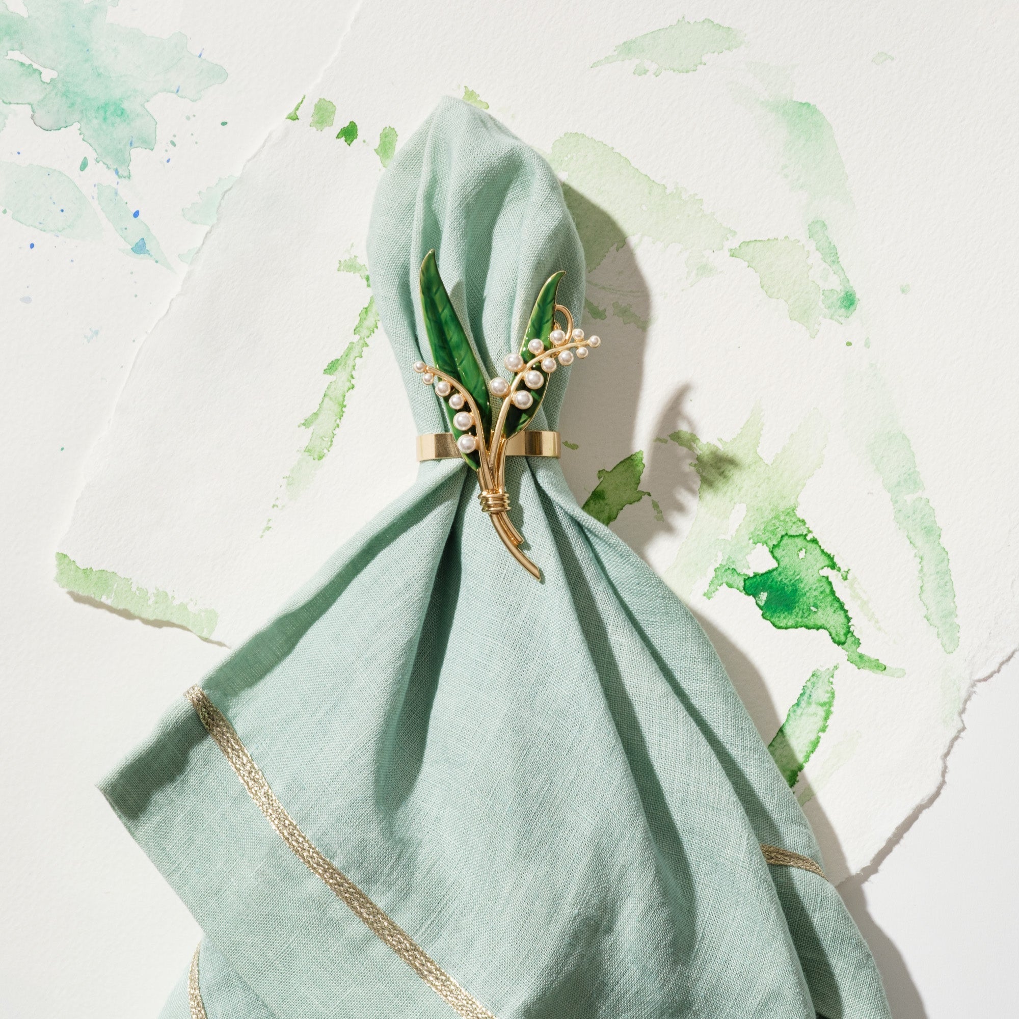 Lily of the valley skinny napkin rings, set of four