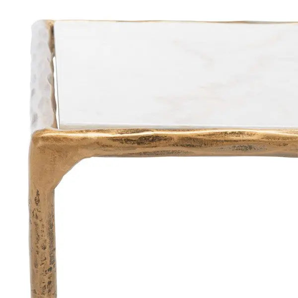 Debbie Brass-White Square Metal Accent Table - The Mayfair Hall