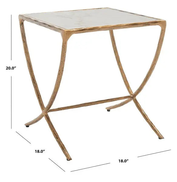 Debbie Square Meta Brassl Accent Table - The Mayfair Hall