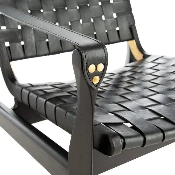Dilan Black Leather Safari Chair - The Mayfair Hall