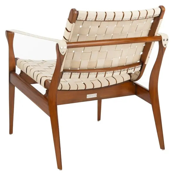 Dilan White Leather Safari Chair - The Mayfair Hall