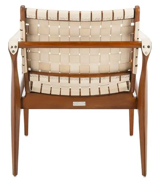 Dilan White Leather Safari Chair - The Mayfair Hall