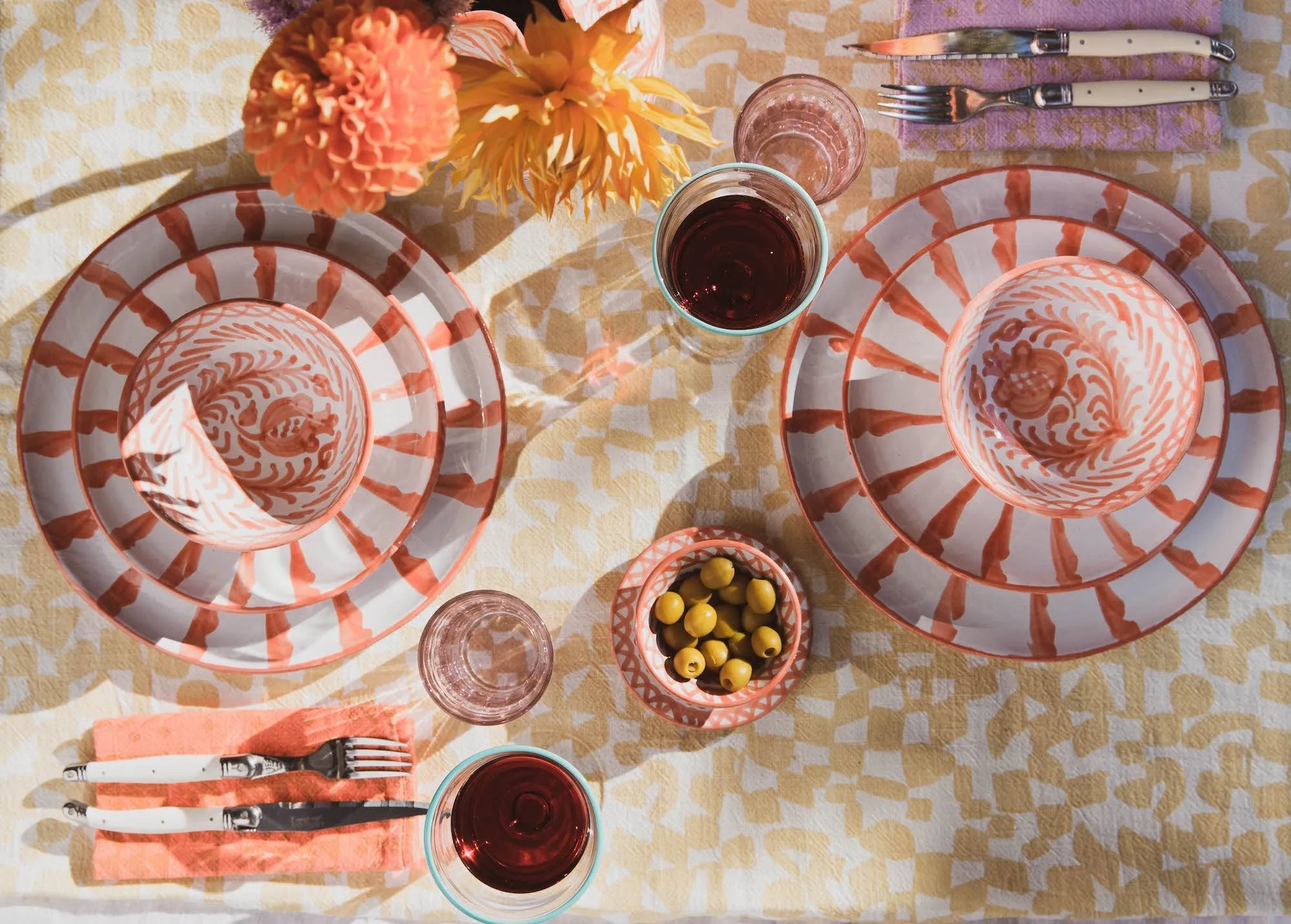 Salad plate with candy cane stripes