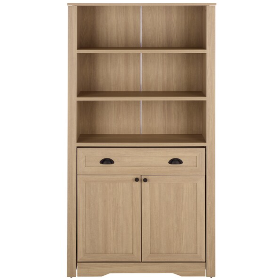 Vero Bookcase in Natural with Fold Desk & Cabinet