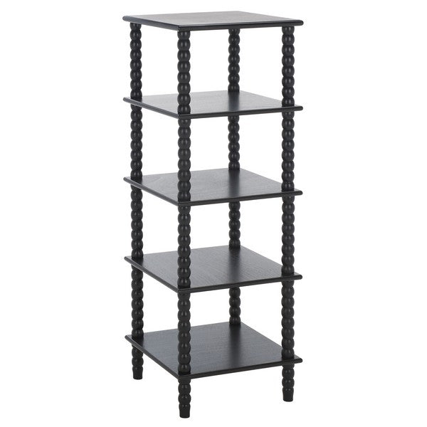 Dilyn Wood 5-Tier Shelving Unit in Matte Black